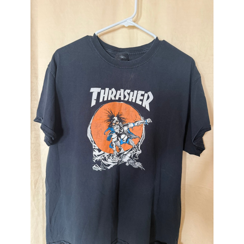 Thrasher Magazine Pushead T-shirt, Men’s Large Black Skate Outlaw Logo T-shirt - Picture 5 of 7
